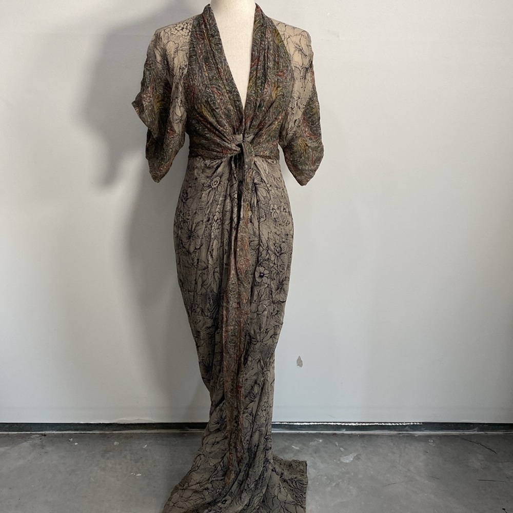 Winter Kate Anthropologie Silk Dress Maxi Fairy Whimsical Size Small - Picture 7 of 12
